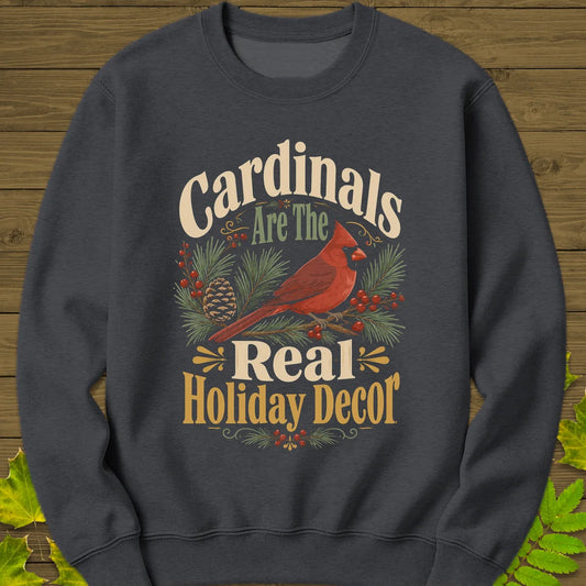 Cardinal Holiday Decor Sweatshirt in Dark Heather