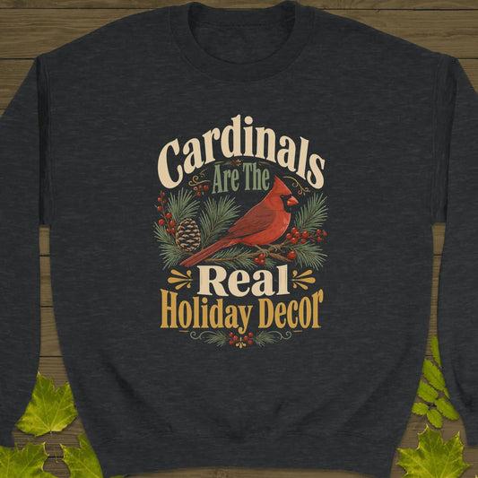 Cardinal Holiday Decor Sweatshirt in Dark Heather