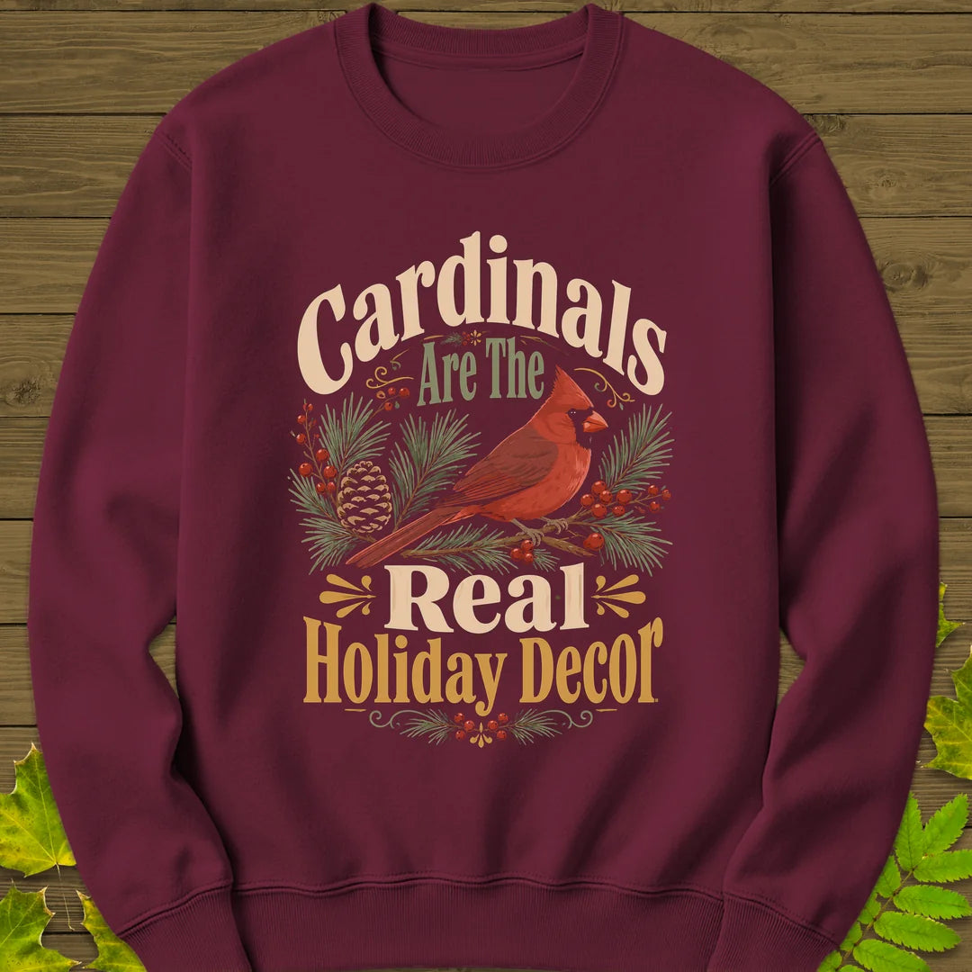 Cardinal Holiday Decor Sweatshirt in Maroon