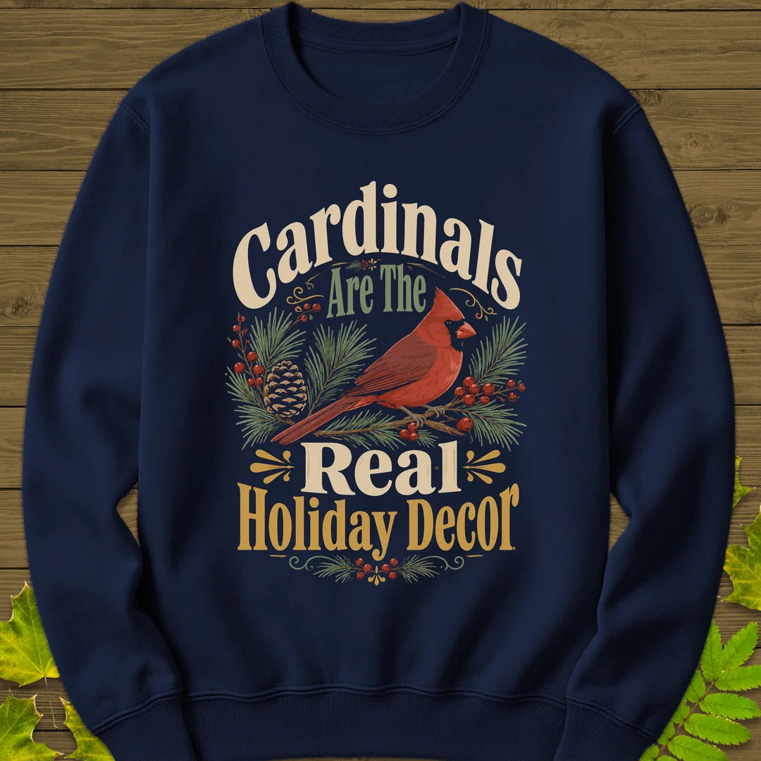 Cardinal Holiday Decor Sweatshirt in Navy