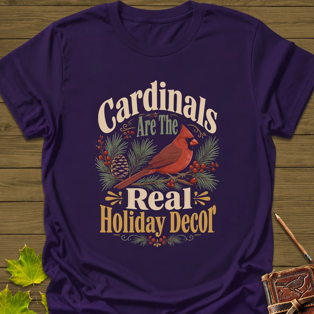 Cardinal Holiday Decor T-Shirt in Purple