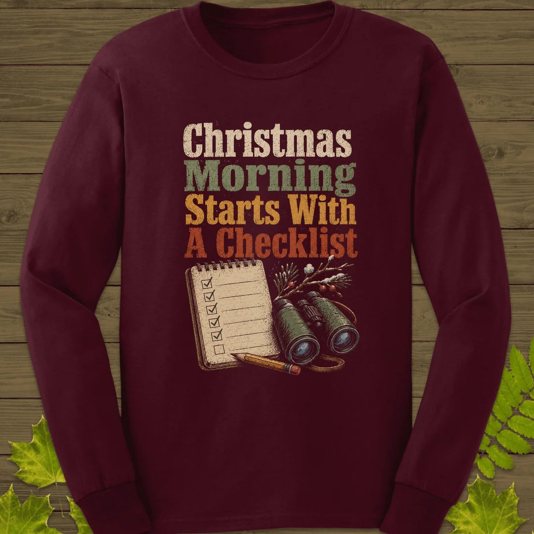 Christmas Checklist Long Sleeve in Maroon