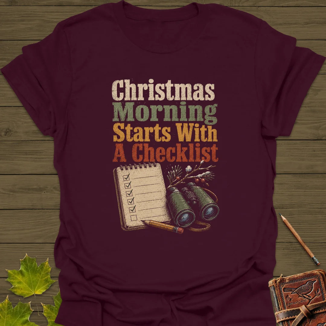 Christmas Checklist T-Shirt in Maroon