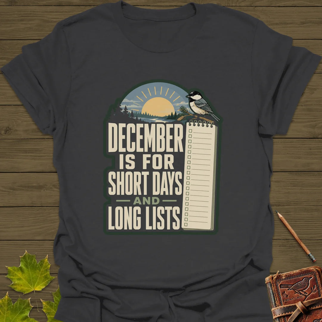 Short Days Long Lists T-Shirt in Charcoal