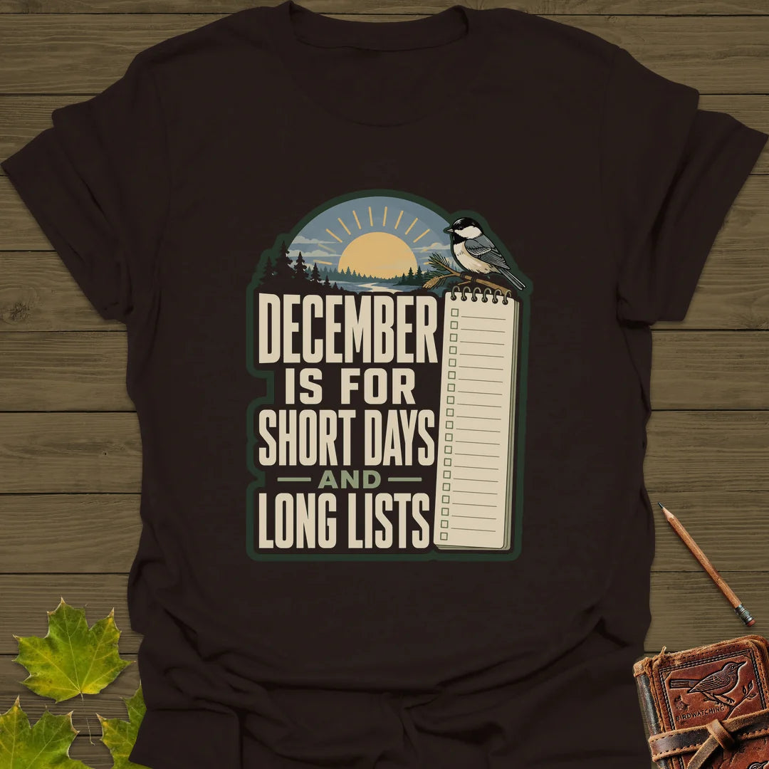 Short Days Long Lists T-Shirt in Dark Chocolate