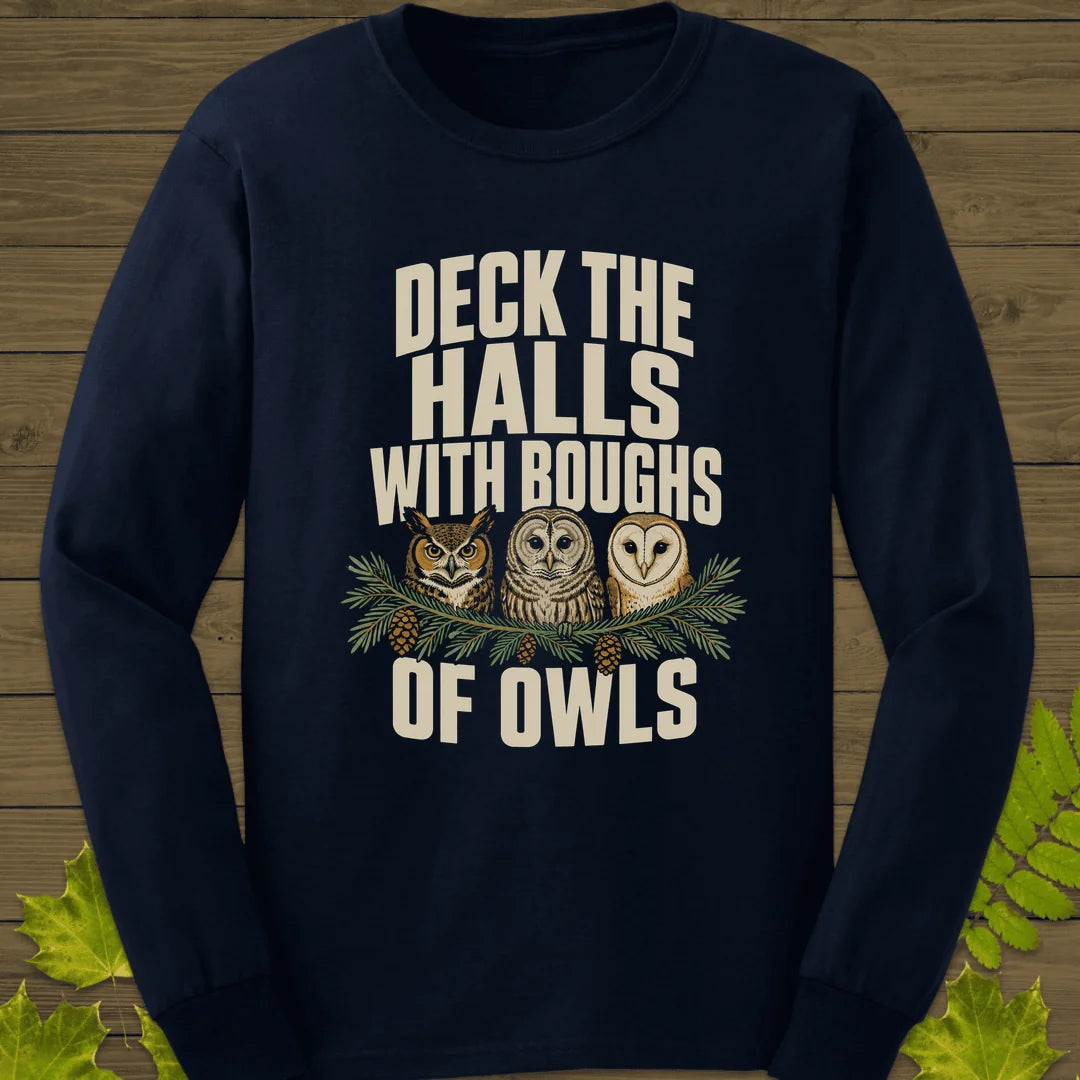 Deck The Halls Of Owls Long Sleeve in Navy