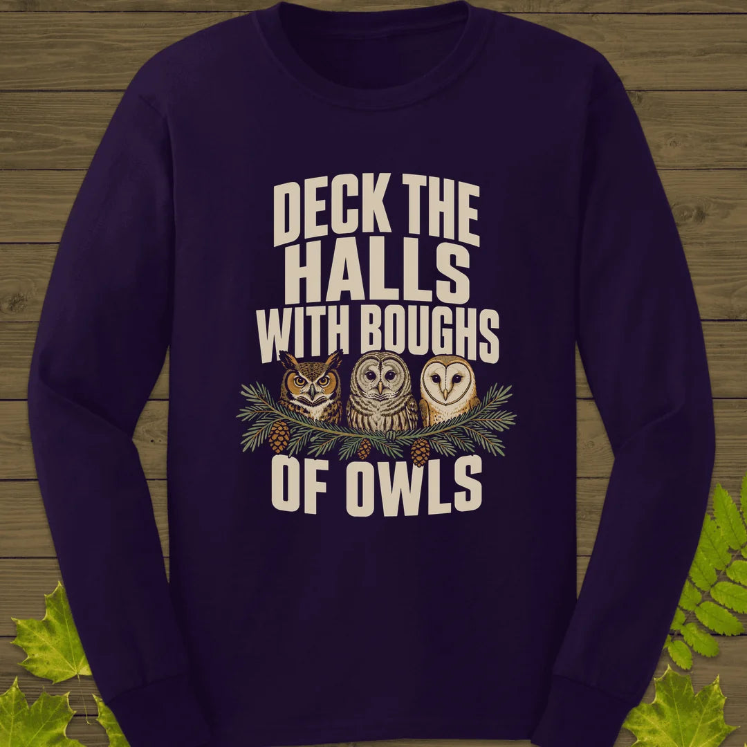 Deck The Halls Of Owls Long Sleeve in Purple