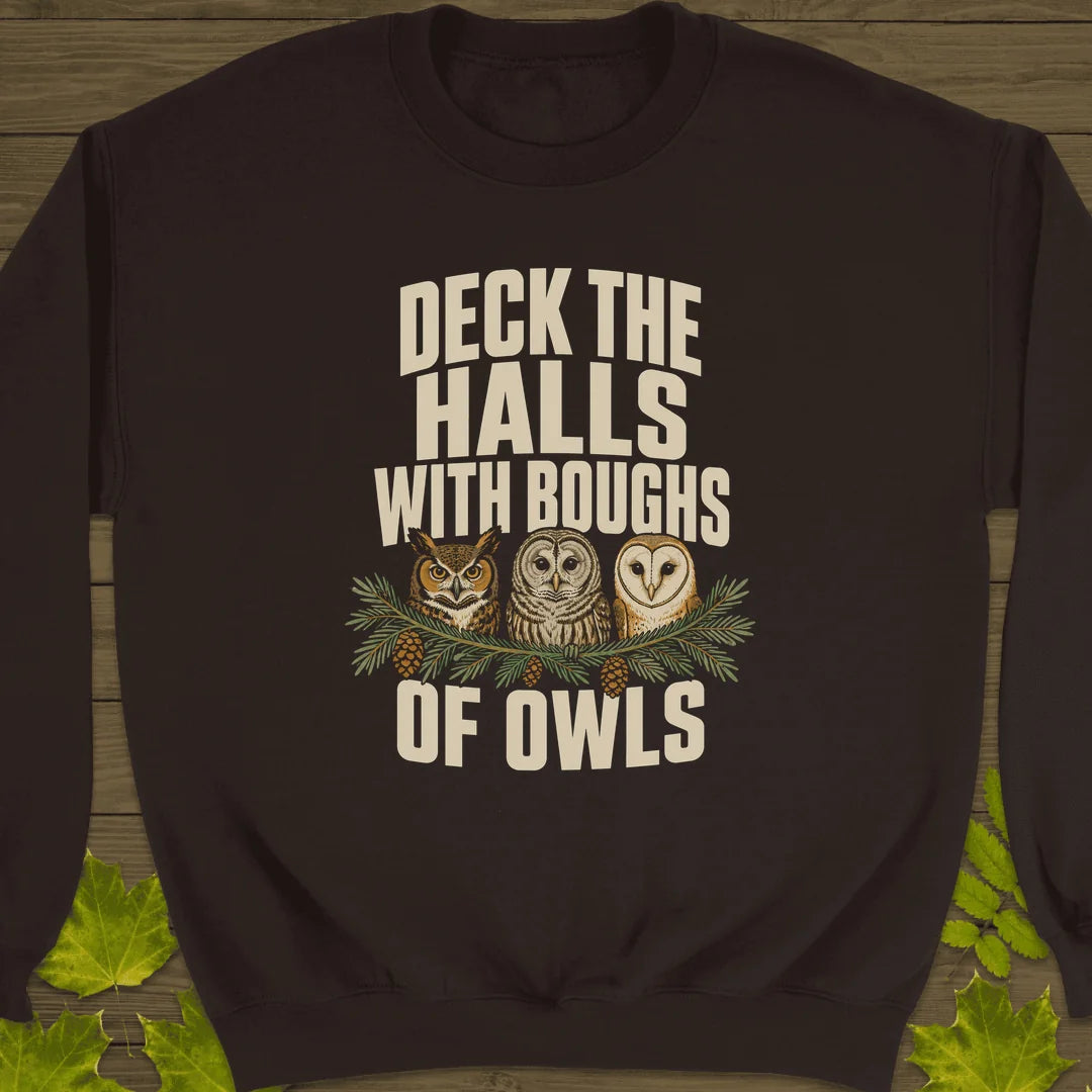 Deck The Halls Of Owls Sweatshirt in Dark Chocolate