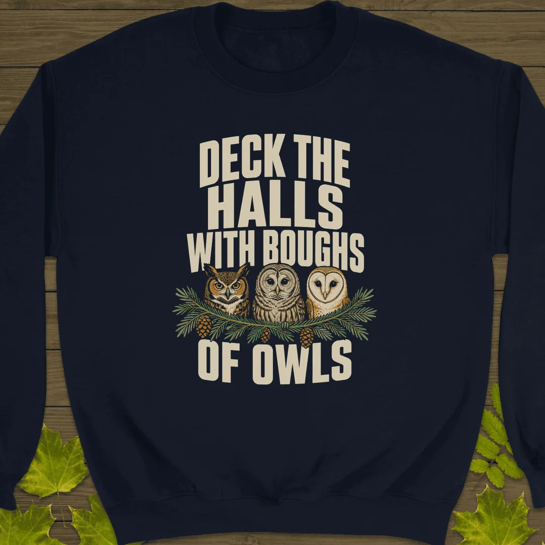 Deck The Halls Of Owls Sweatshirt in Navy