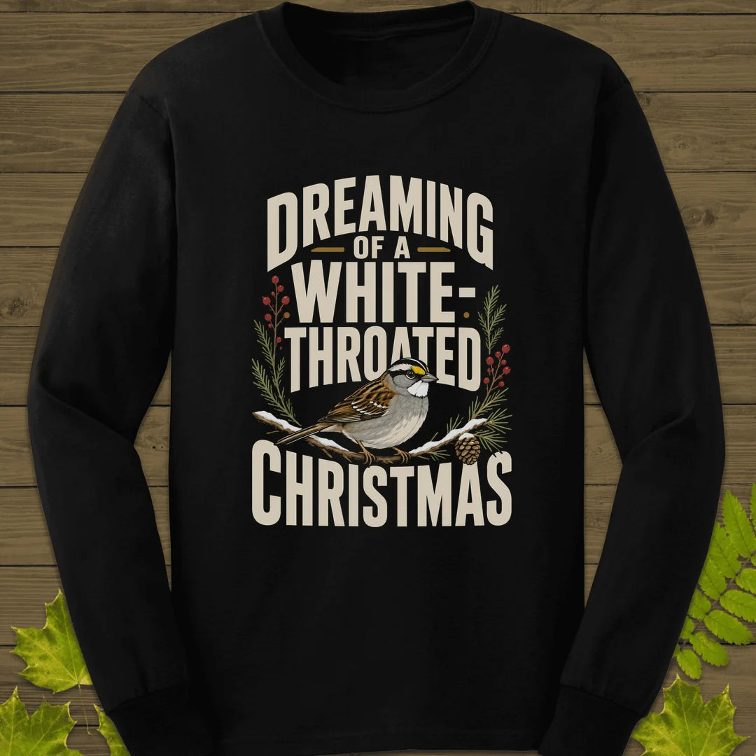 White-Throated Christmas Long Sleeve in Black
