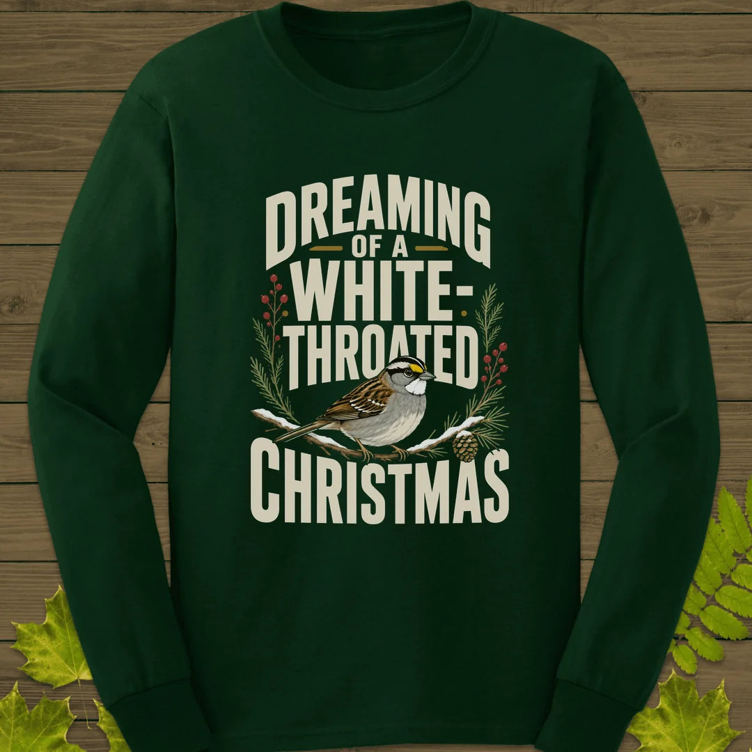 White-Throated Christmas Long Sleeve in Forest Green
