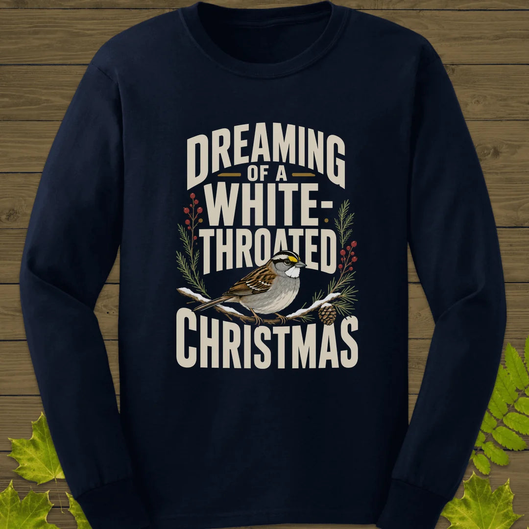 White-Throated Christmas Long Sleeve in Navy