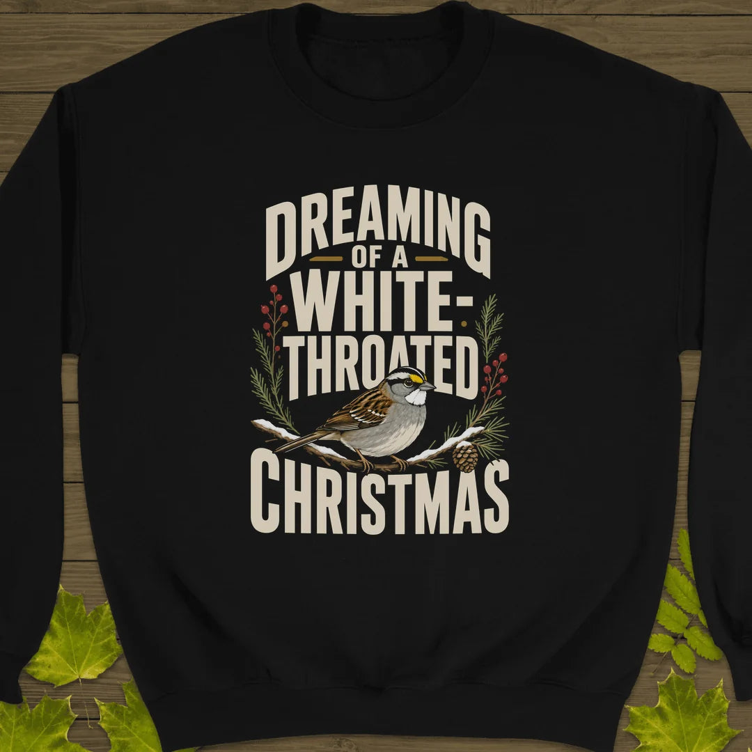 White-Throated Christmas Sweatshirt in Black