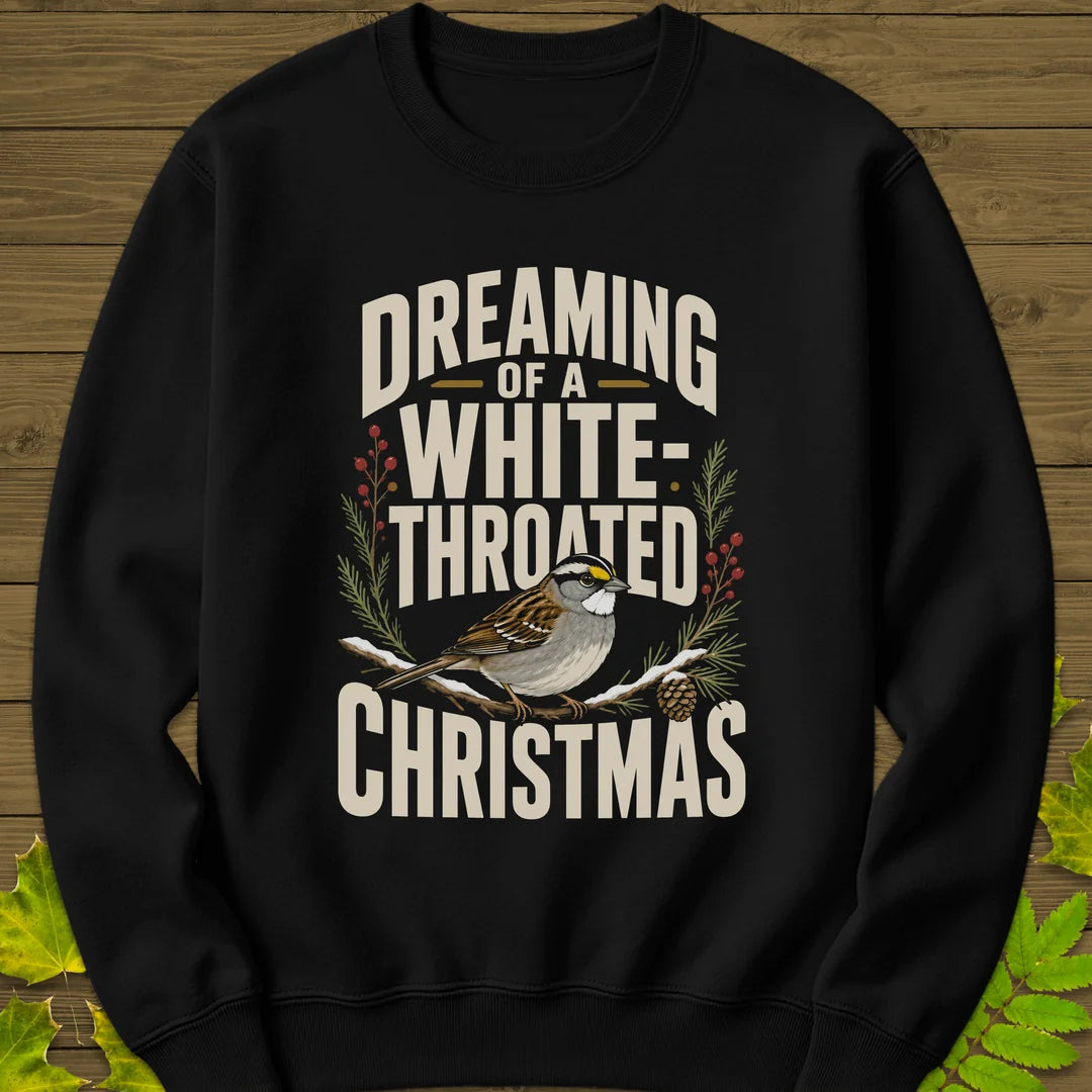White-Throated Christmas Sweatshirt in Black