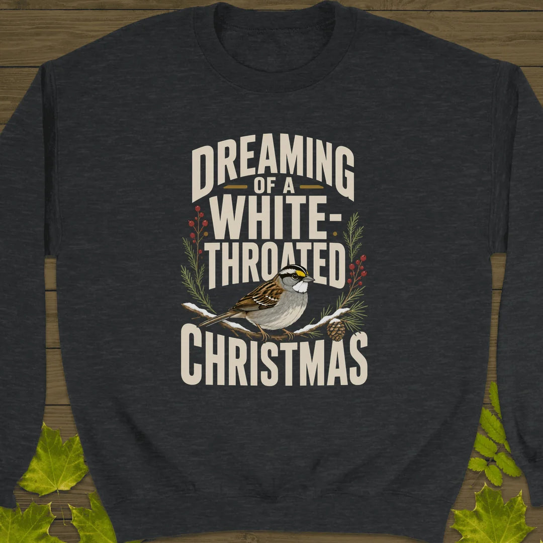 White-Throated Christmas Sweatshirt in Dark Heather