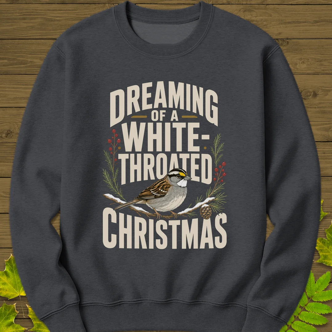 White-Throated Christmas Sweatshirt in Dark Heather