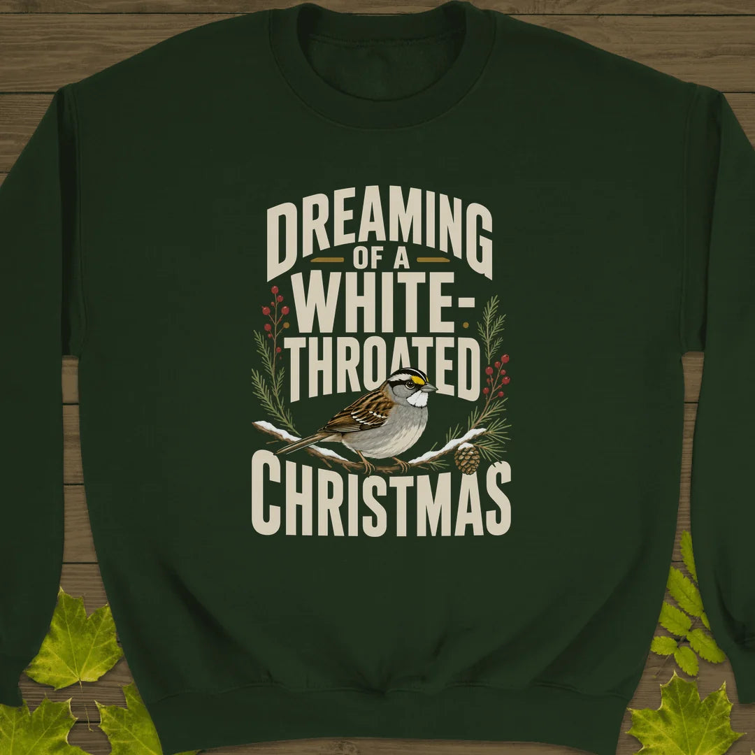 White-Throated Christmas Sweatshirt in Forest Green