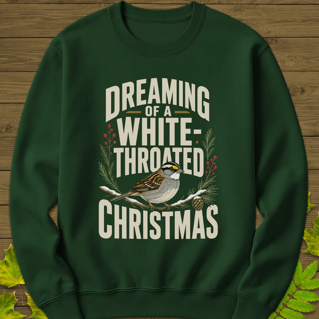 White-Throated Christmas Sweatshirt in Forest Green