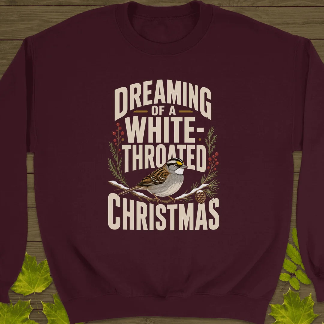 White-Throated Christmas Sweatshirt in Maroon