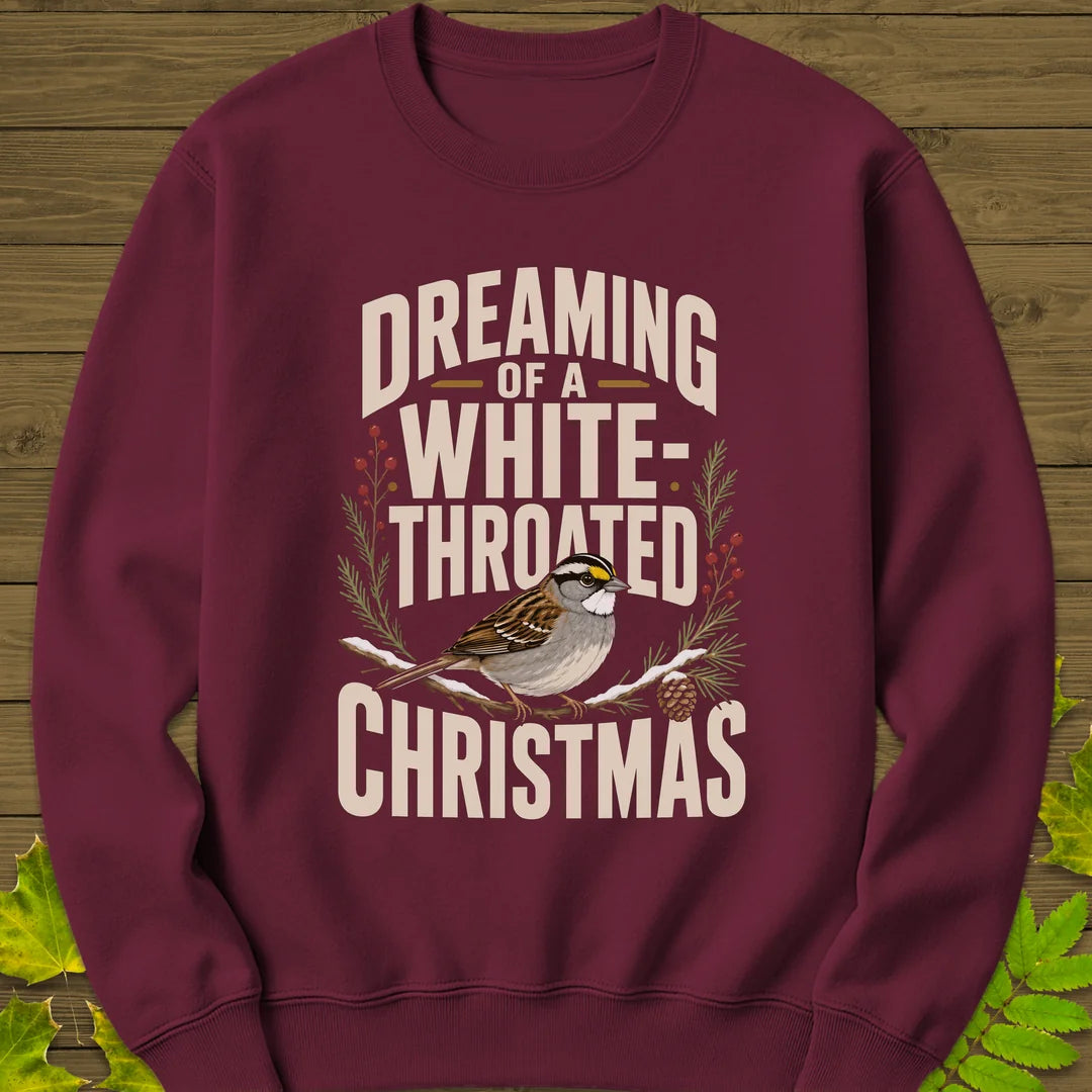 White-Throated Christmas Sweatshirt in Maroon