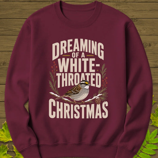 White-Throated Christmas Sweatshirt in Maroon