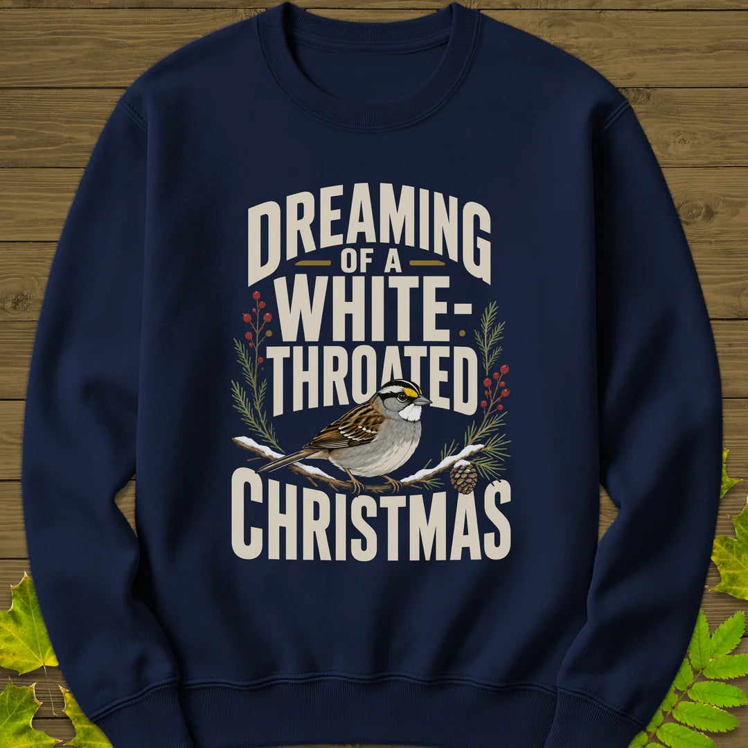White-Throated Christmas Sweatshirt in Navy