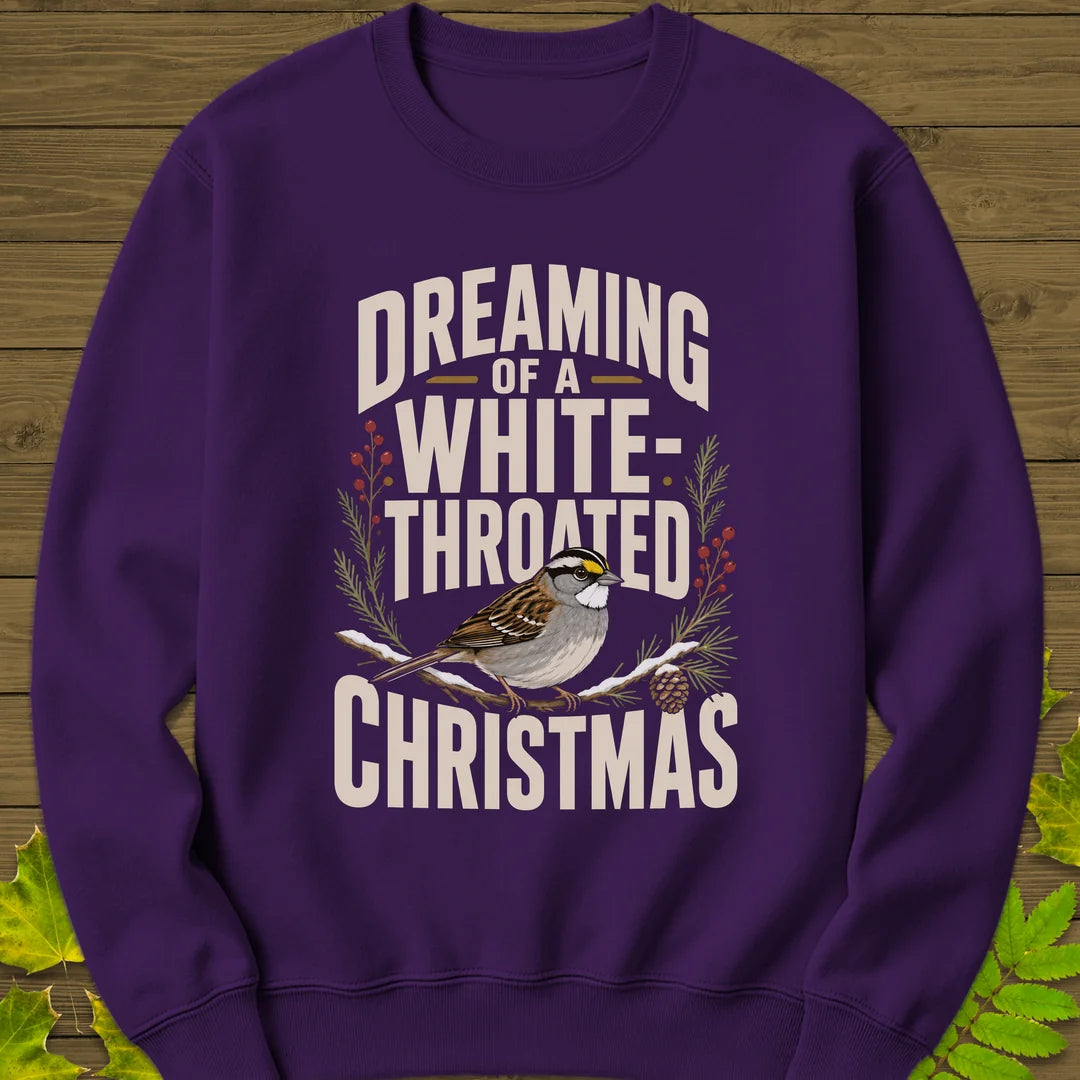 White-Throated Christmas Sweatshirt in Purple