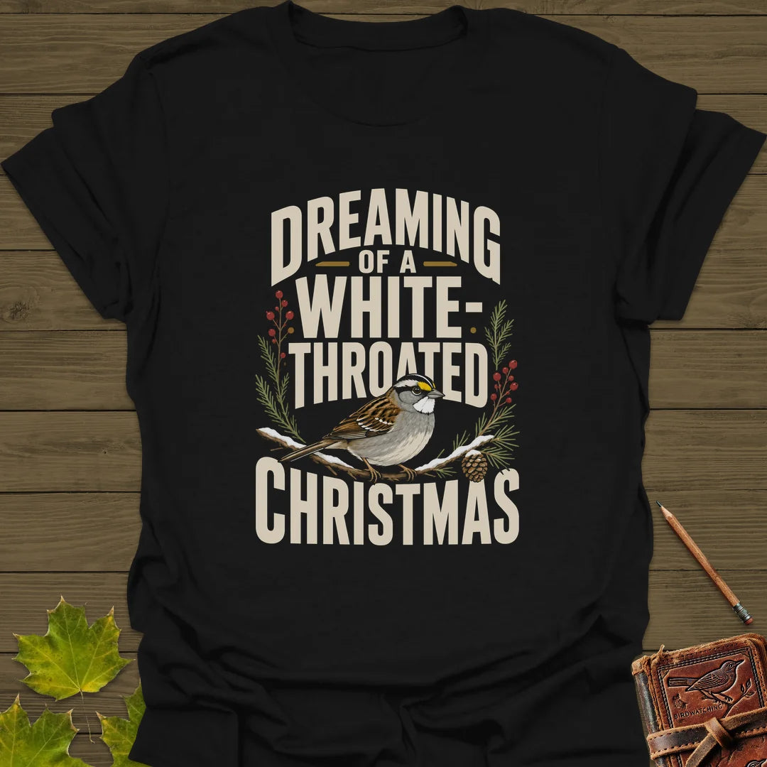 White-Throated Christmas T-Shirt in Black