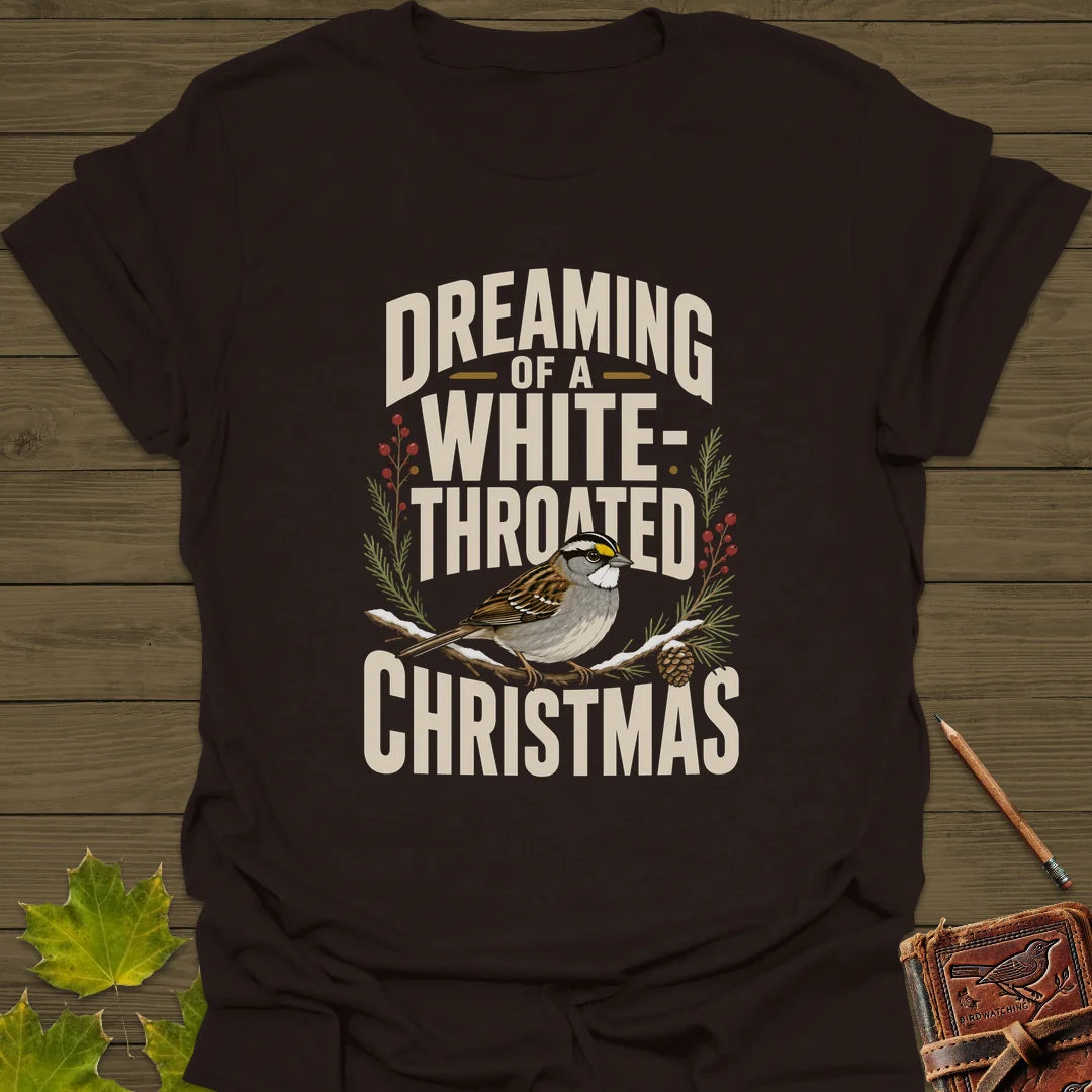 White-Throated Christmas T-Shirt in Dark Chocolate