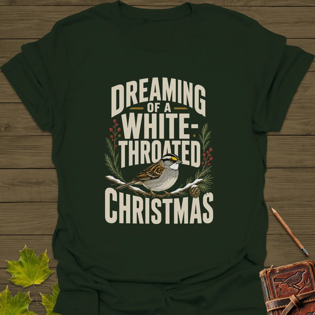 White-Throated Christmas T-Shirt in Forest Green