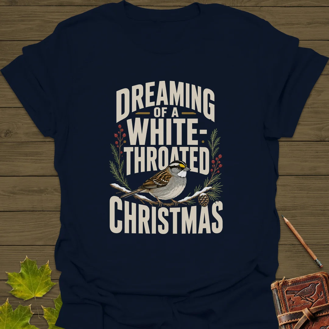 White-Throated Christmas T-Shirt in Navy