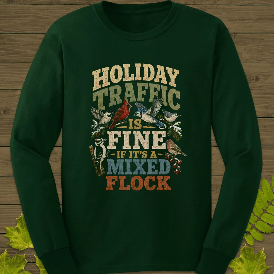 Mixed Flock Traffic Long Sleeve in Forest Green