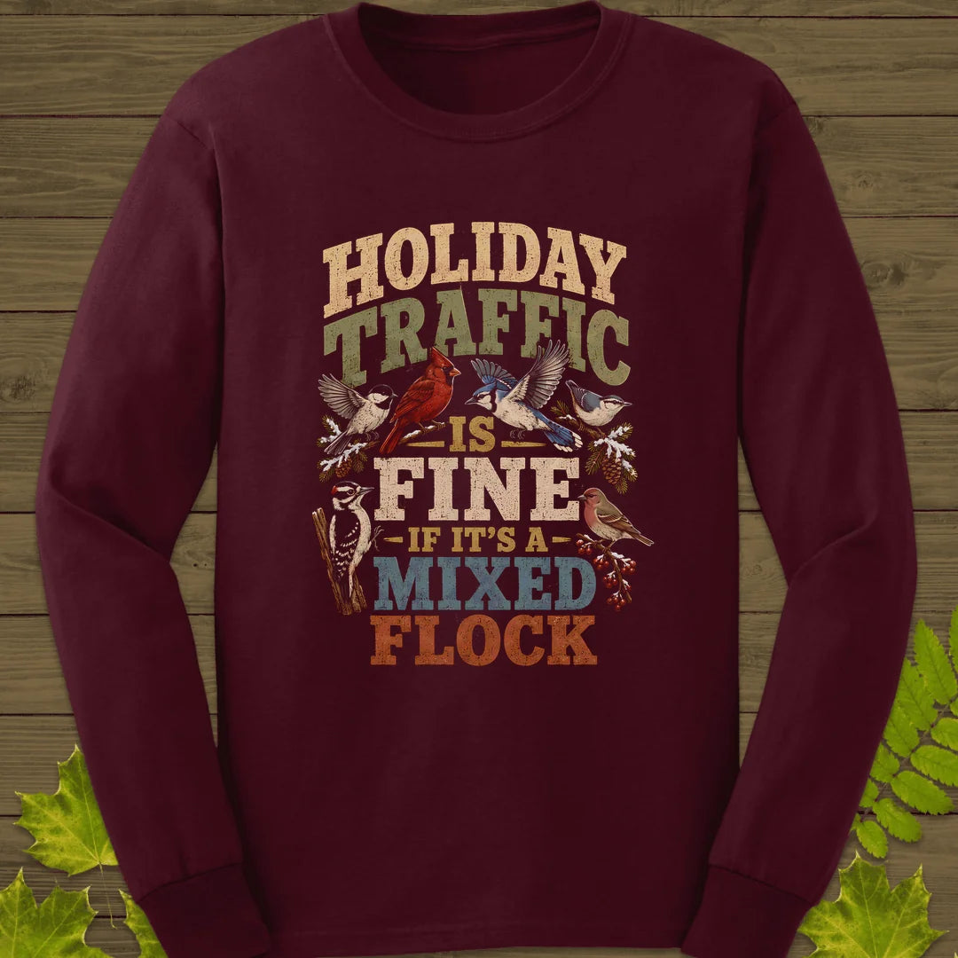 Mixed Flock Traffic Long Sleeve in Maroon