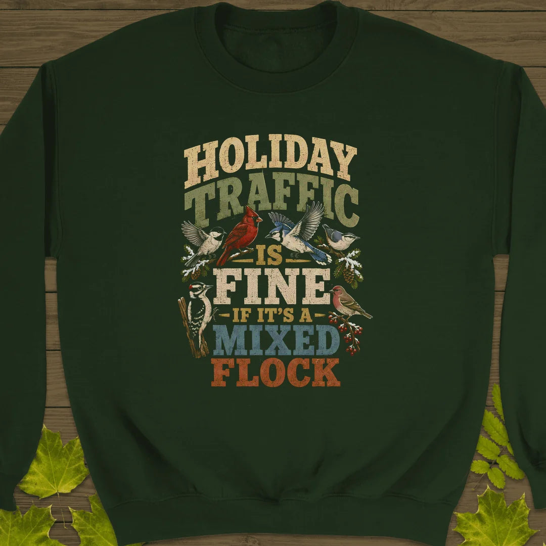 Mixed Flock Traffic Sweatshirt in Forest Green