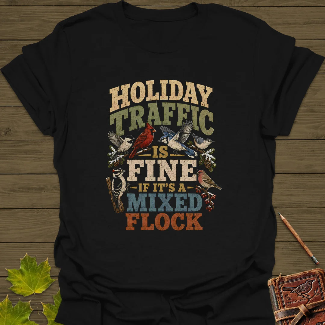 Mixed Flock Traffic T-Shirt in Black