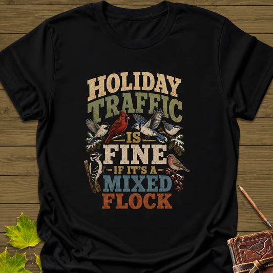 Mixed Flock Traffic T-Shirt in Black