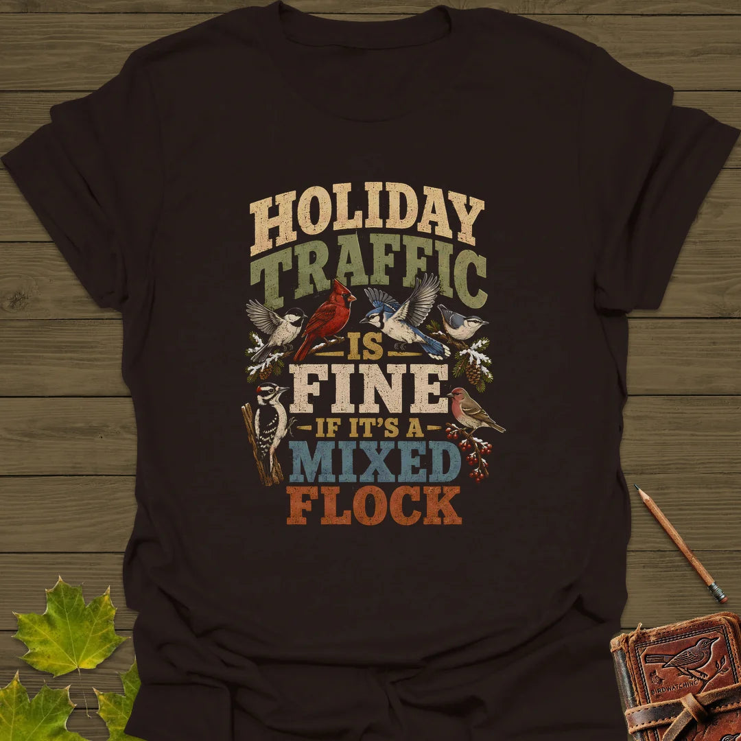 Mixed Flock Traffic T-Shirt in Dark Chocolate