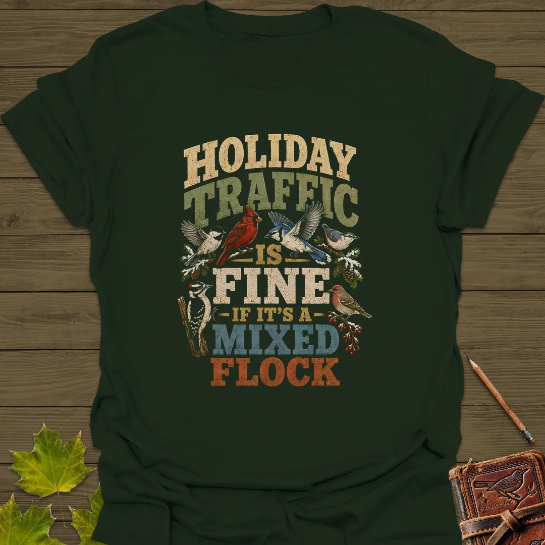 Mixed Flock Traffic T-Shirt in Forest Green