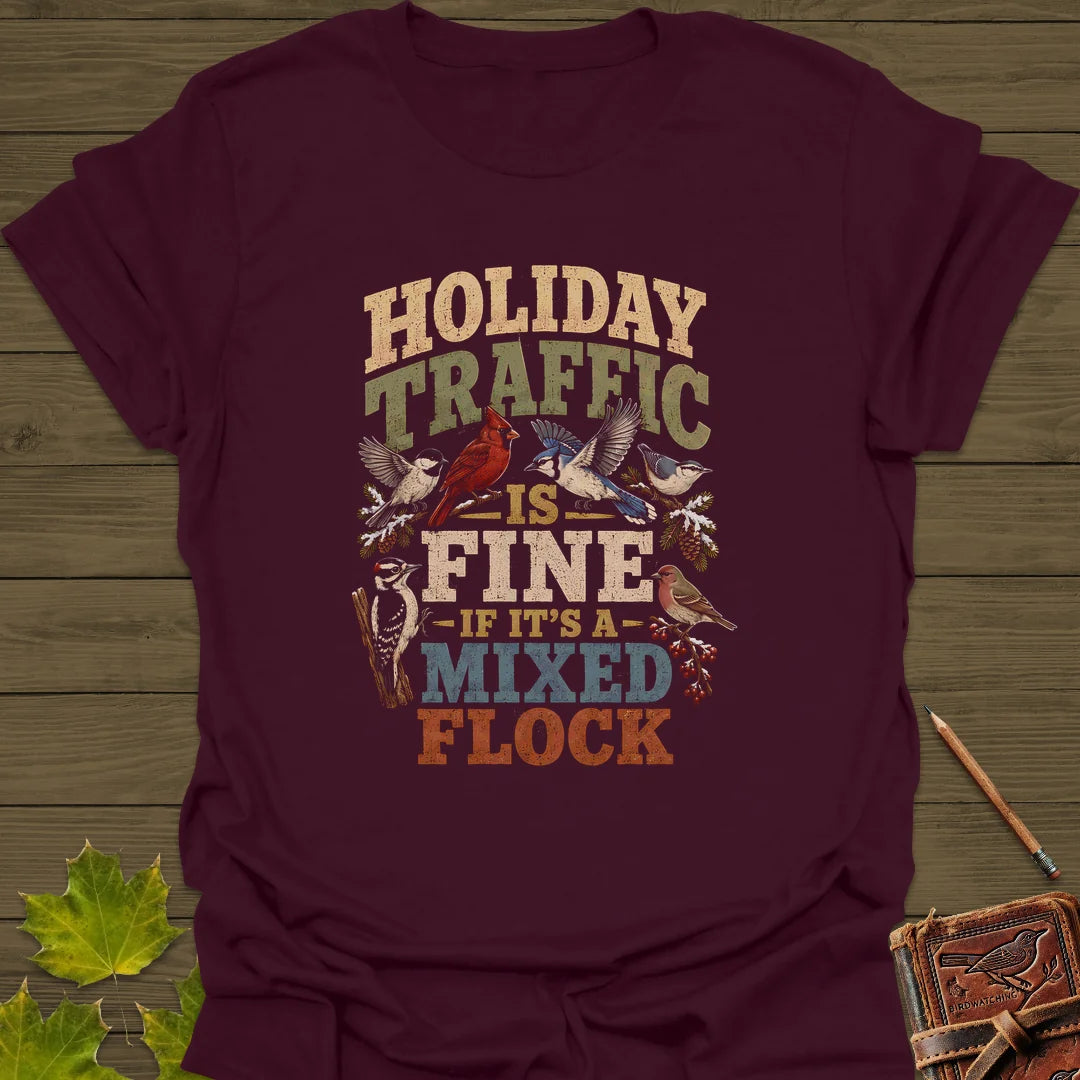 Mixed Flock Traffic T-Shirt in Maroon