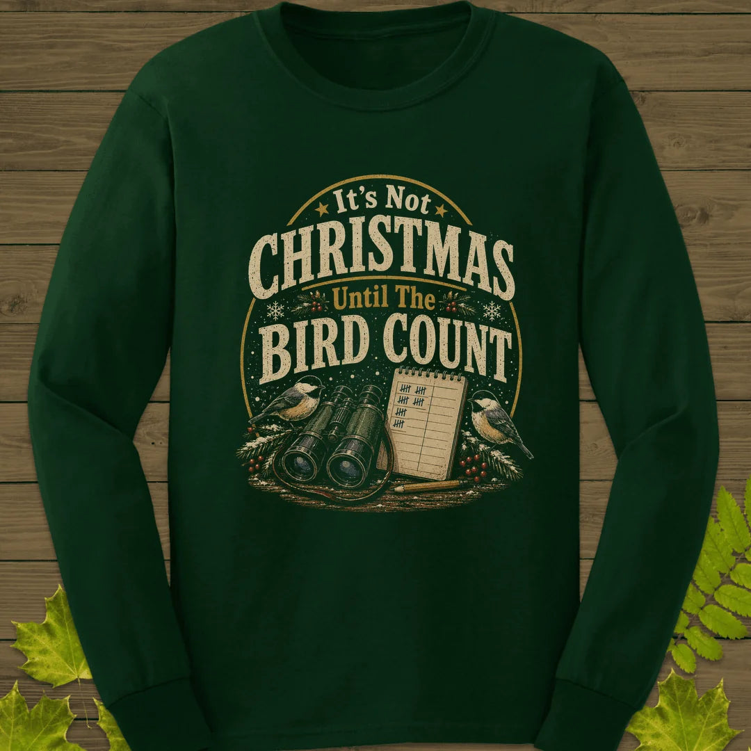Bird Count Christmas Long Sleeve in Forest Green
