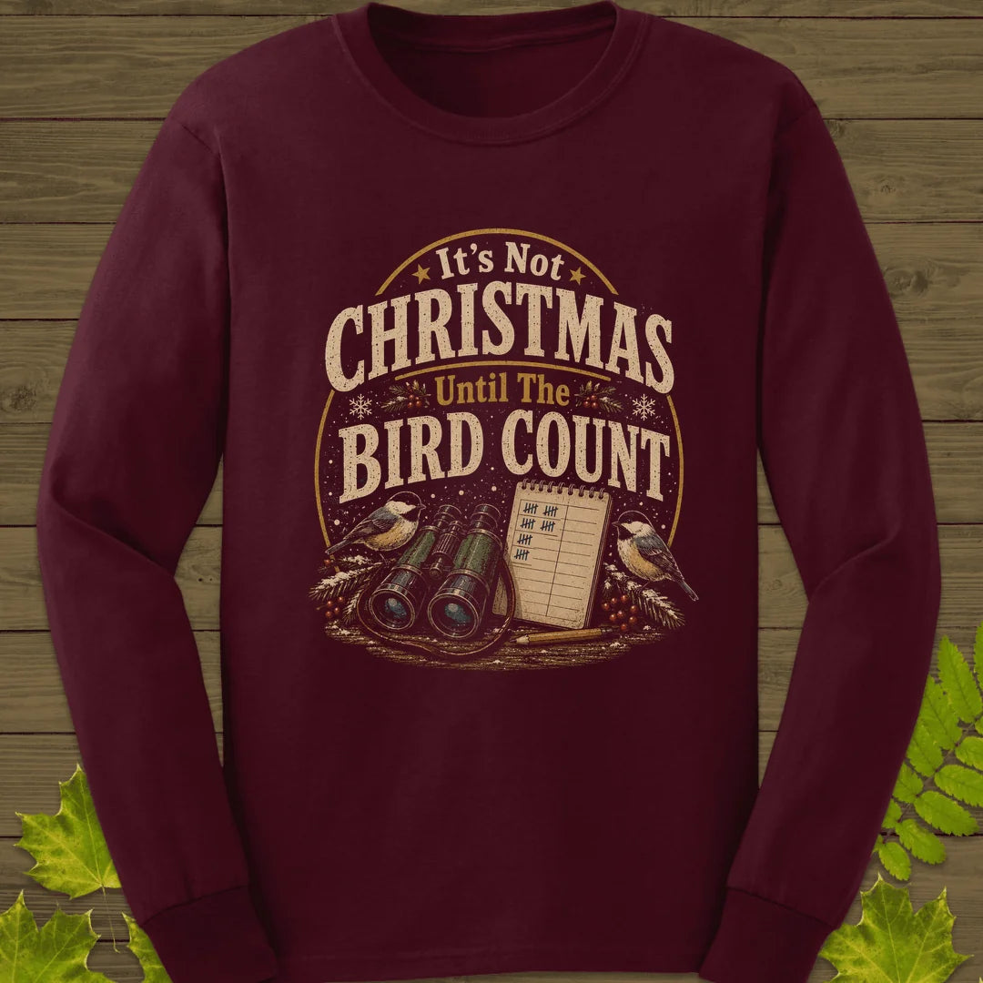 Bird Count Christmas Long Sleeve in Maroon