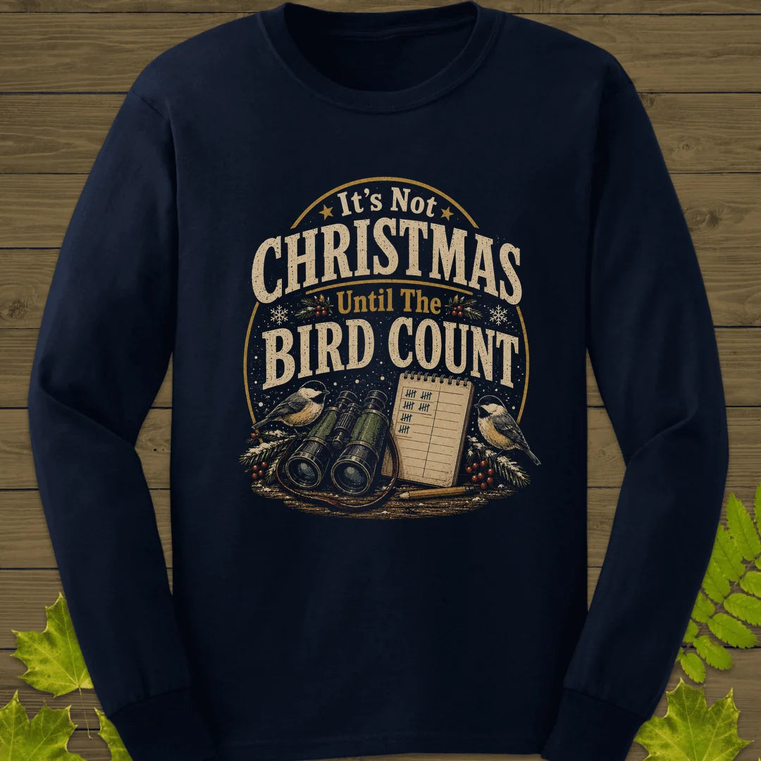 Bird Count Christmas Long Sleeve in Navy