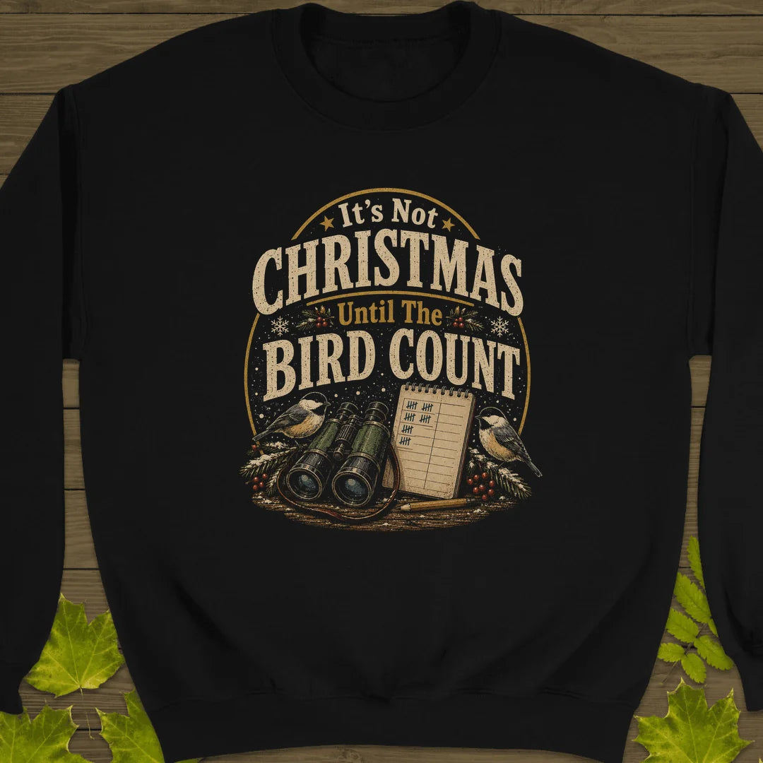 Bird Count Christmas Sweatshirt in Black