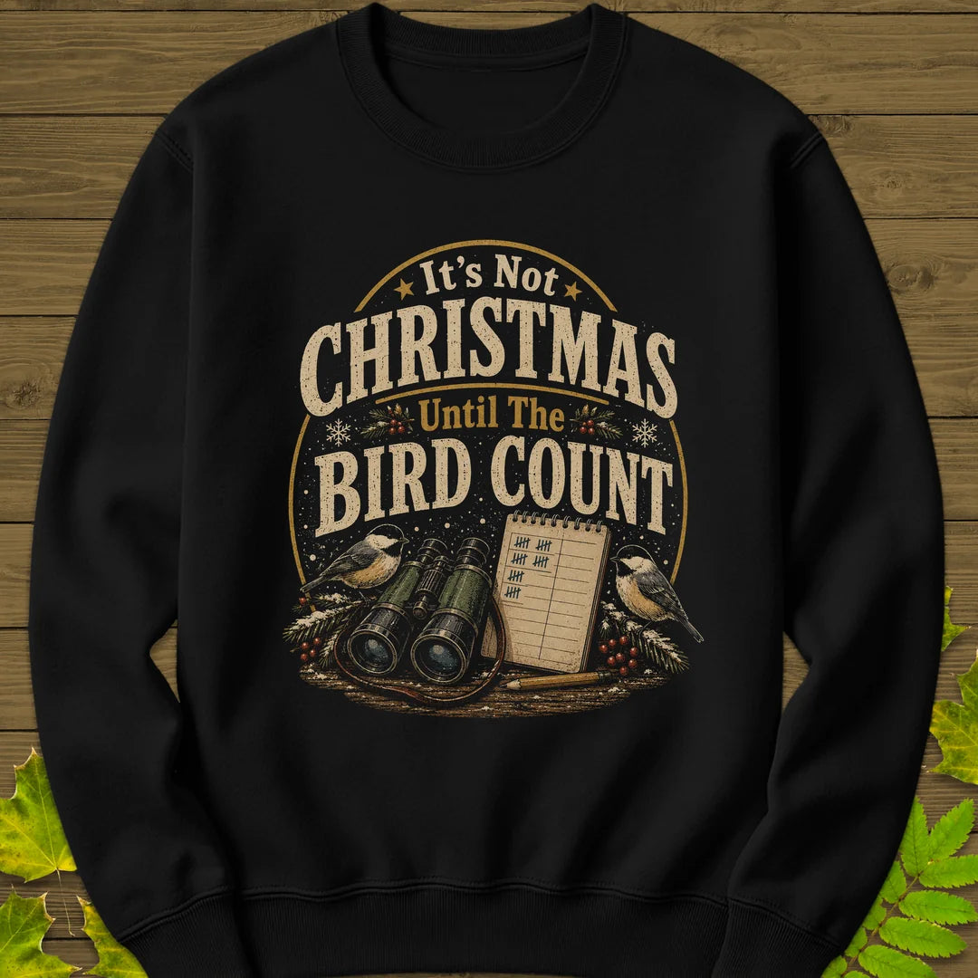 Bird Count Christmas Sweatshirt in Black