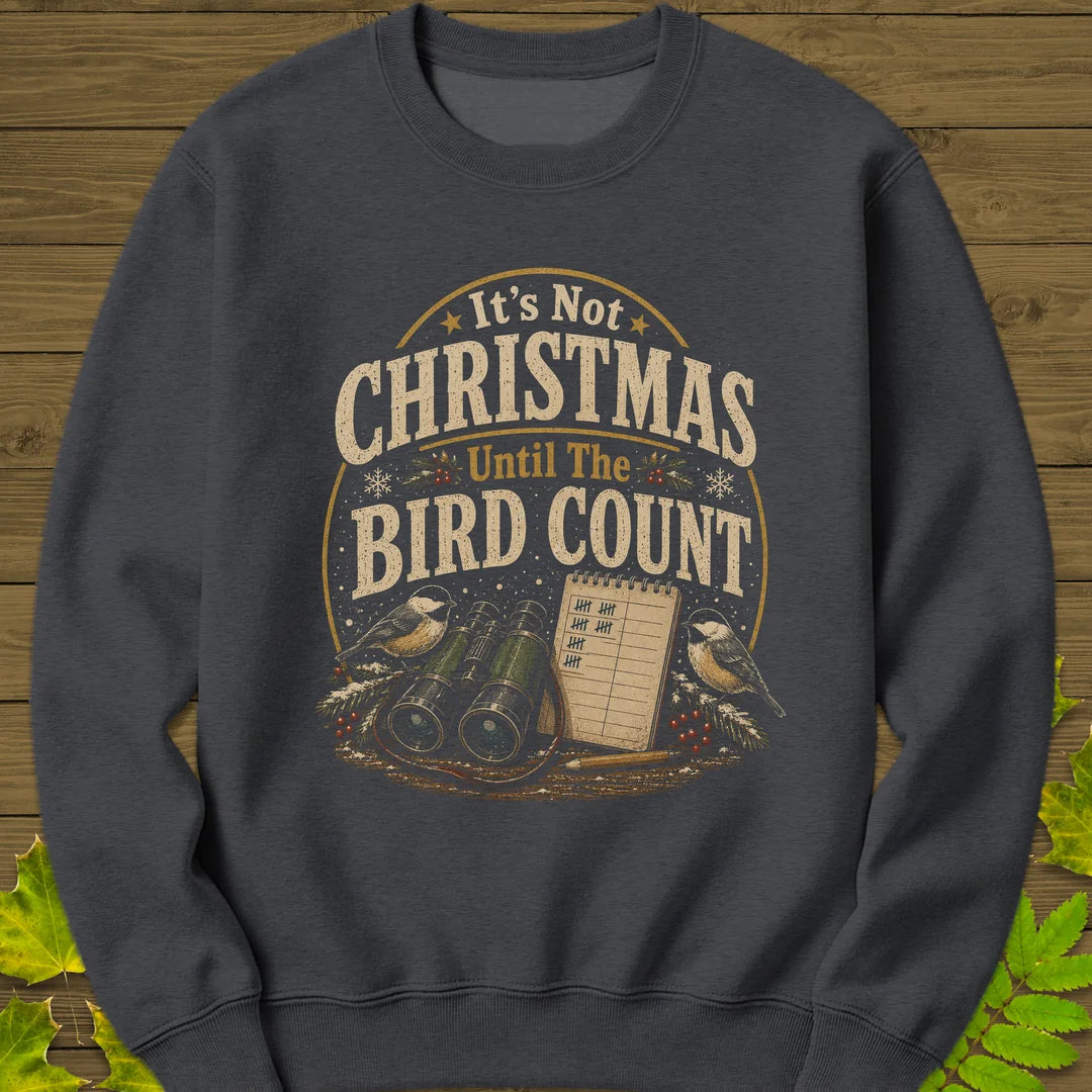 Bird Count Christmas Sweatshirt in Dark Heather