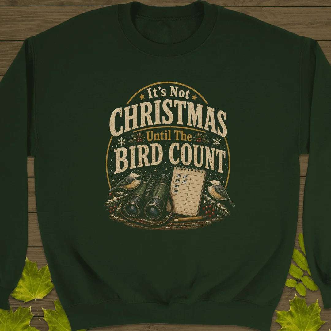 Bird Count Christmas Sweatshirt in Forest Green