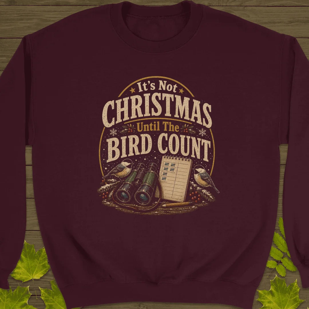 Bird Count Christmas Sweatshirt in Maroon