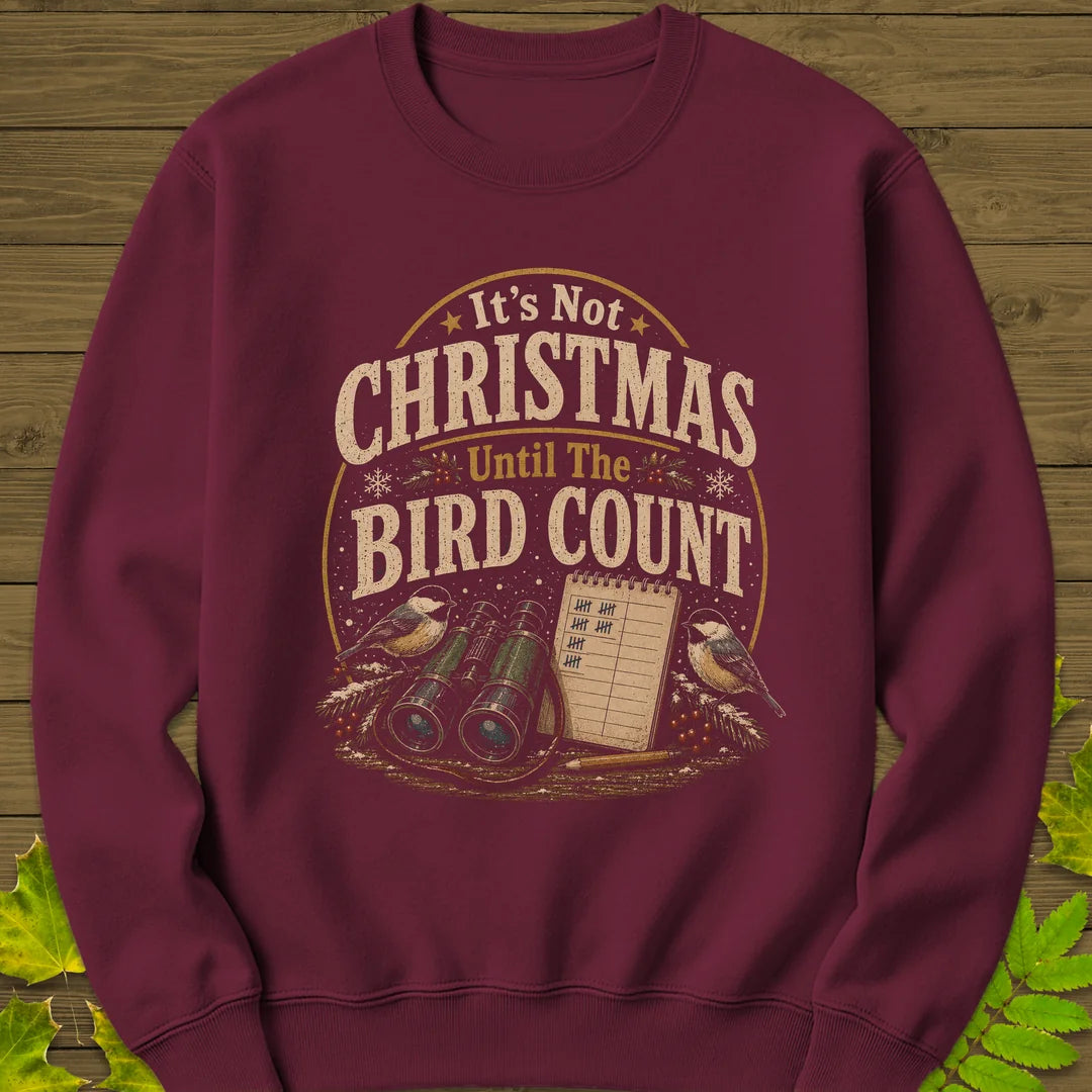 Bird Count Christmas Sweatshirt in Maroon