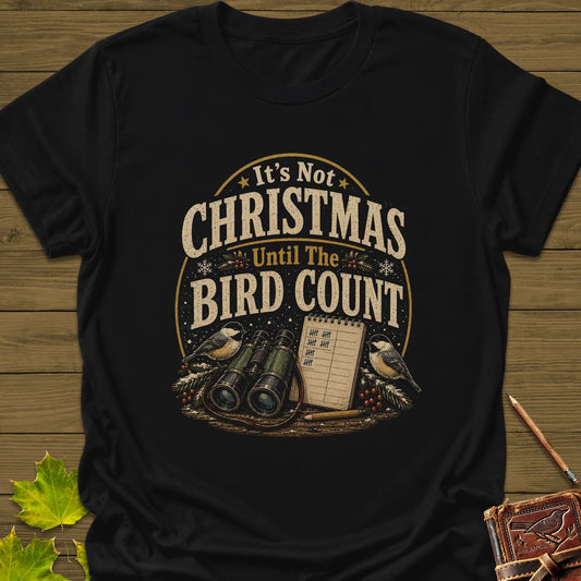 Bird Count Christmas T-Shirt in Black