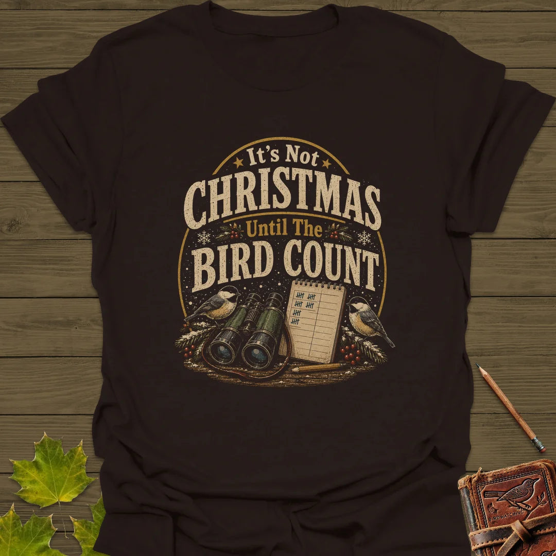 Bird Count Christmas T-Shirt in Dark Chocolate
